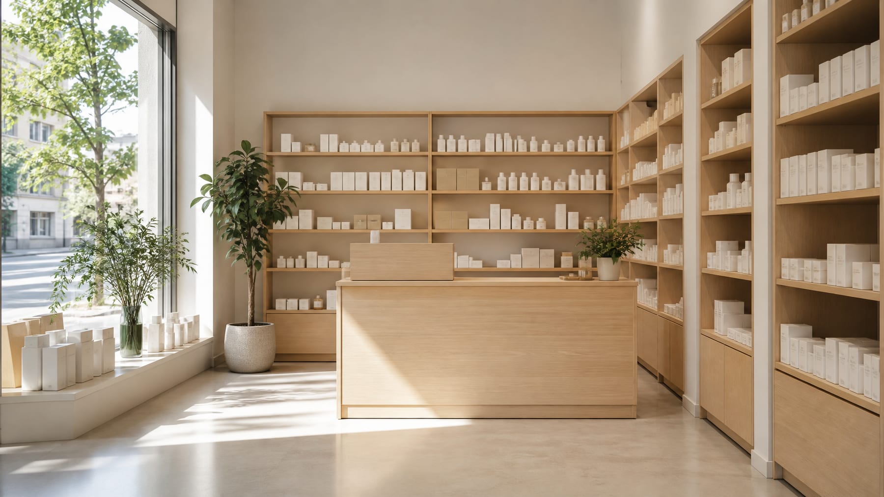 Verkaufsraum der Apotheke mit Beratungstresen