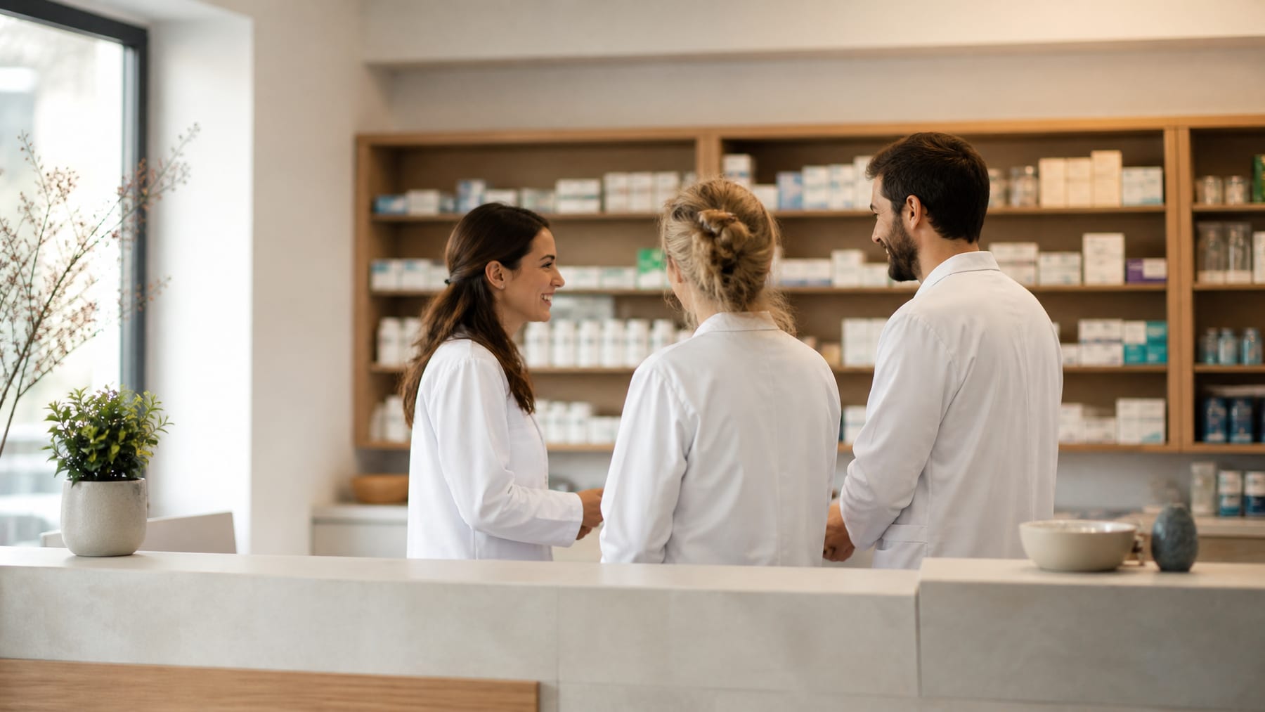 Das Team der Apotheke hinter dem Beratungstresen